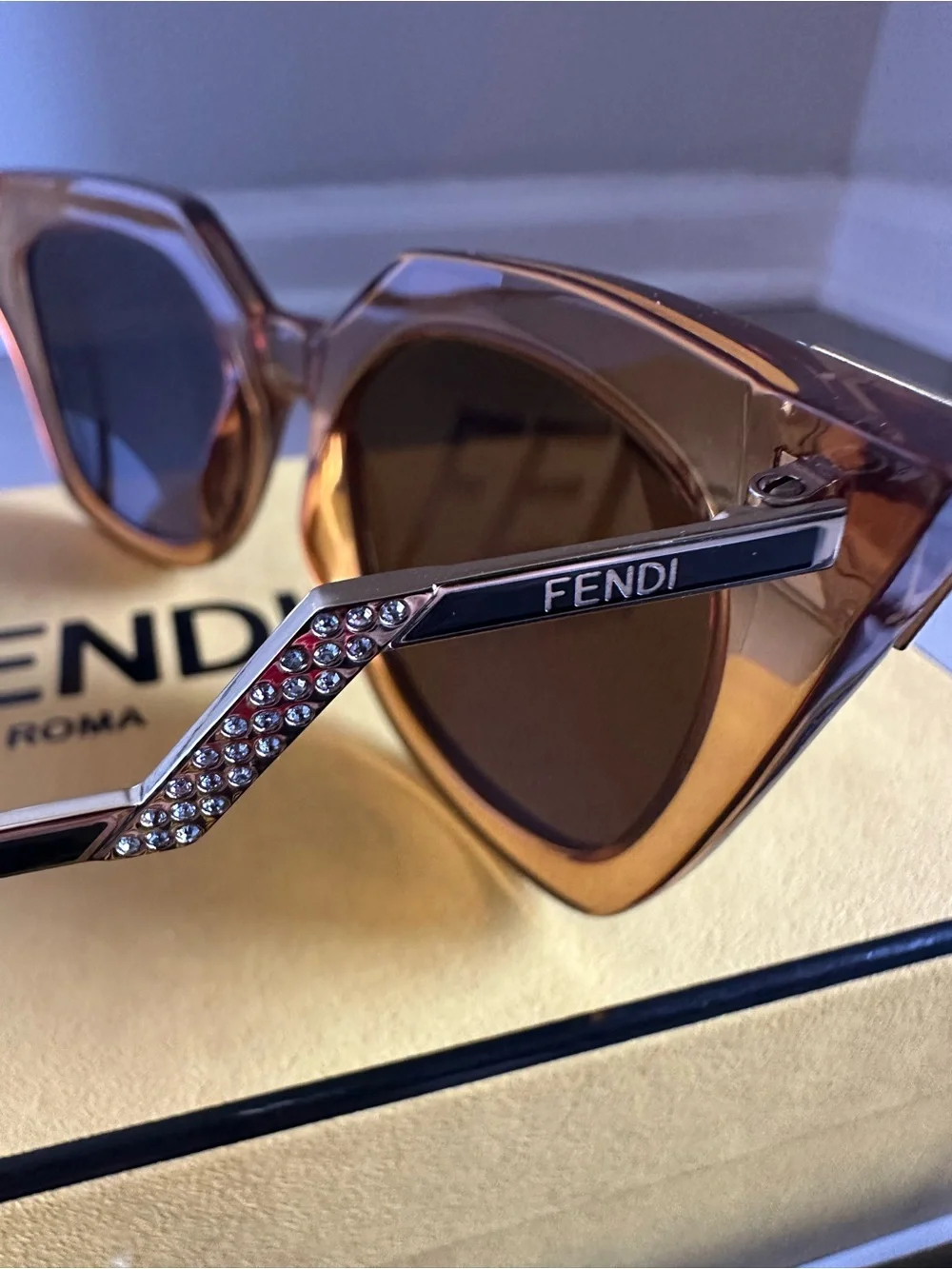 Fendi FF 0060/S Iridia Crystal Cat Eye Sunglasses Full Set Box Auth Card
